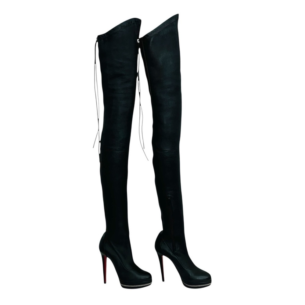 Christian Louboutin Unique 140 OTK Black Leather Boots EU 37 Nappa Leather - Picture 2 of 16